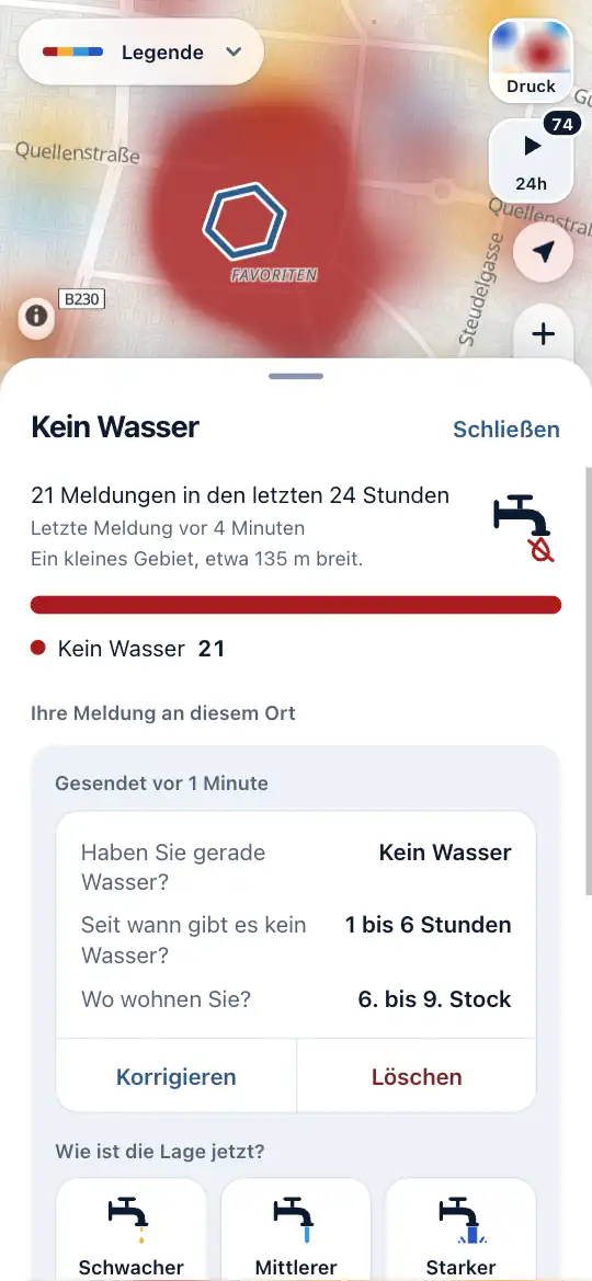 Die Meldungen eines Gebiets, mit einem Haus, Stockwerk für Stockwerk gefärbt